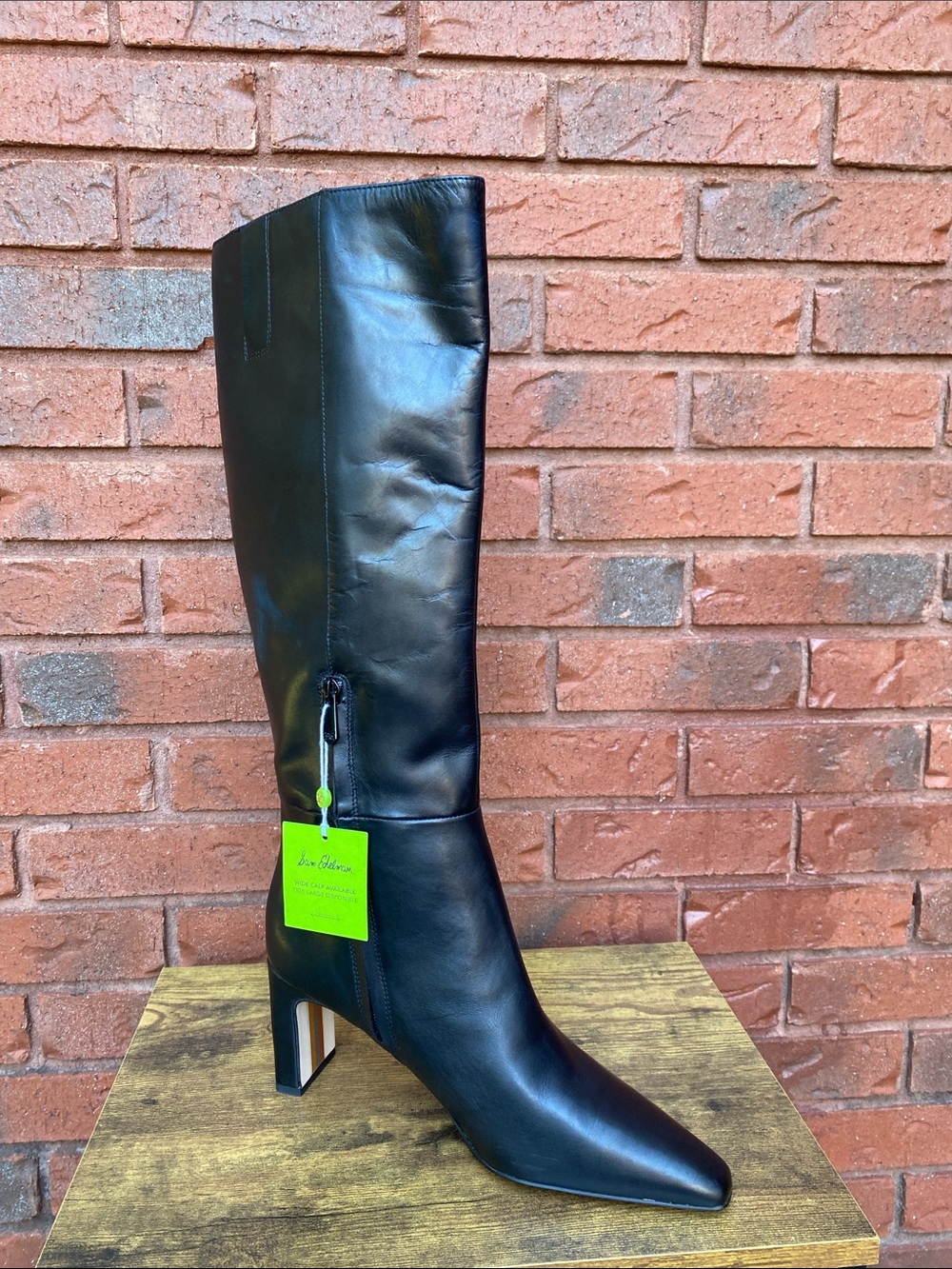 Sam Edelman Black Leather Knee-High Heel Boots 10